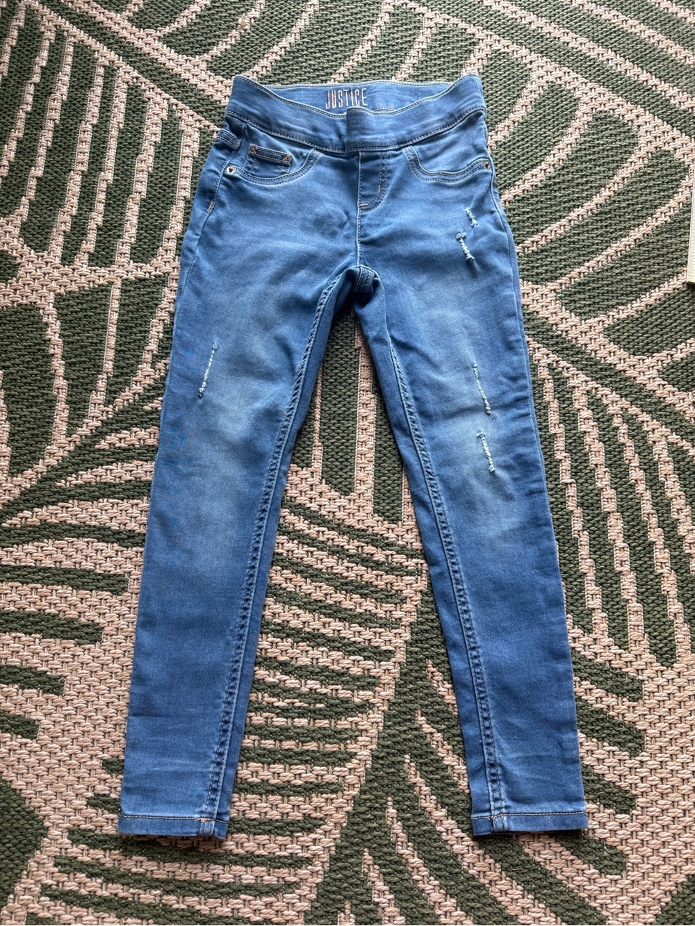 🌸👖 Justice Blue Skinny Jeggings with Light Distress